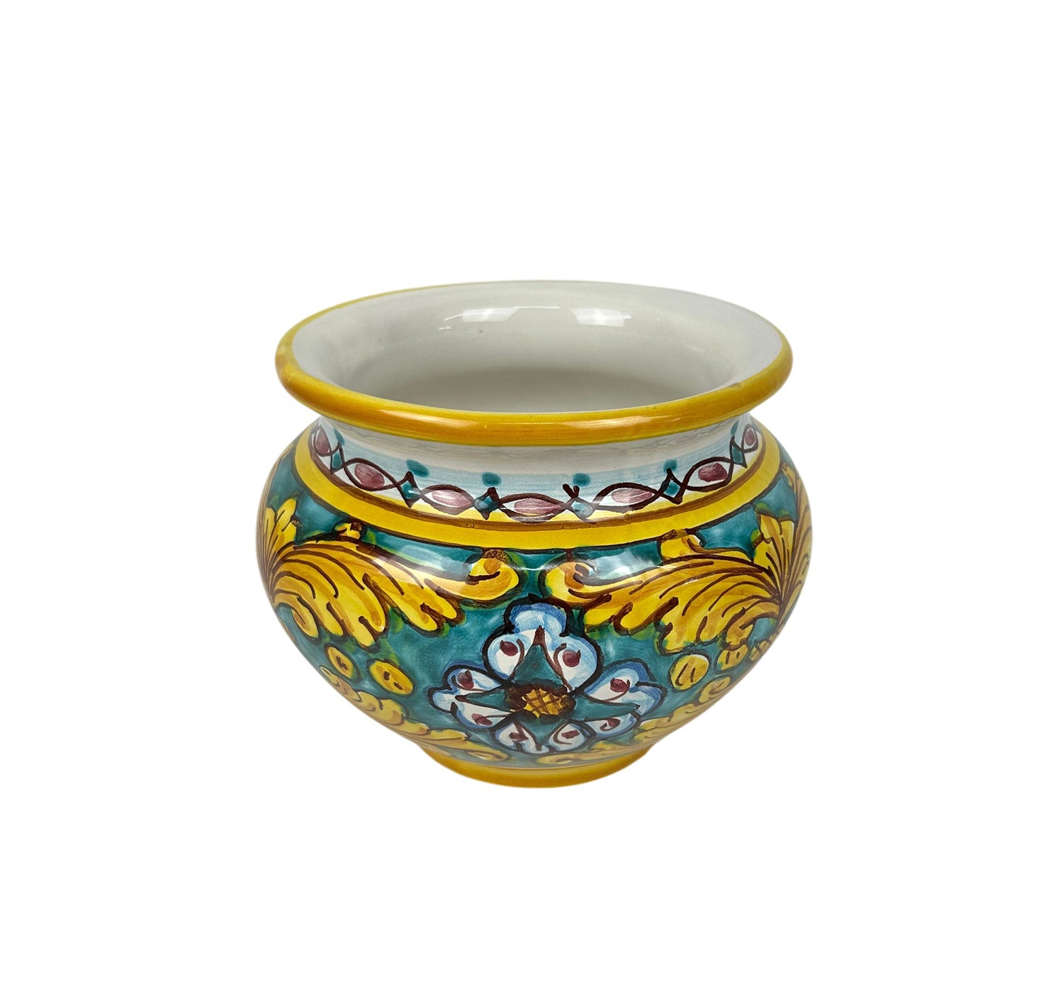 Cachepot vaso in ceramica siciliana realizzato e decorato a mano art. gomes D 15