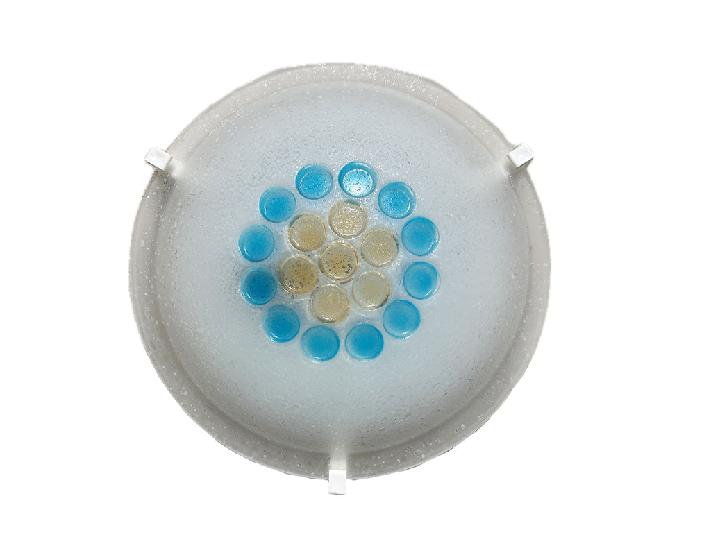 Plafoniera da soffitto classica in vetro rotonda decorata bottone camera da letto, sala da pranzo, cucina, bagno, ingresso D 30 cm (Blu)