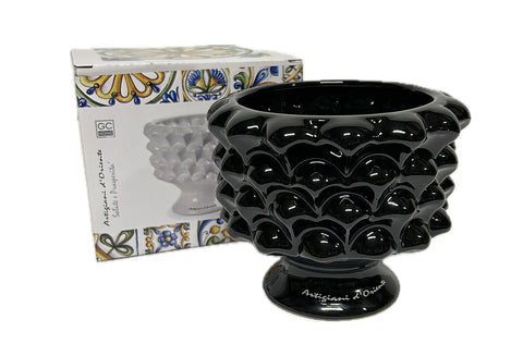 Sicilian pine cone dove gray silver base hand made and decorated resin h19cm VL