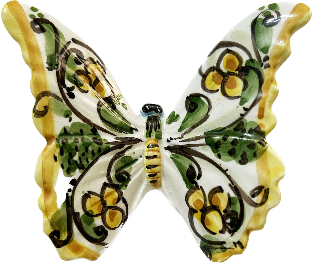 Sicilian ceramic butterfly from Caltagirone, hand-made and decorated, art. 02 