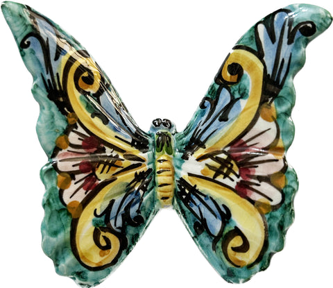 Farfalla in ceramica siciliana di caltagirone realizzata e decorata a mano art. 03