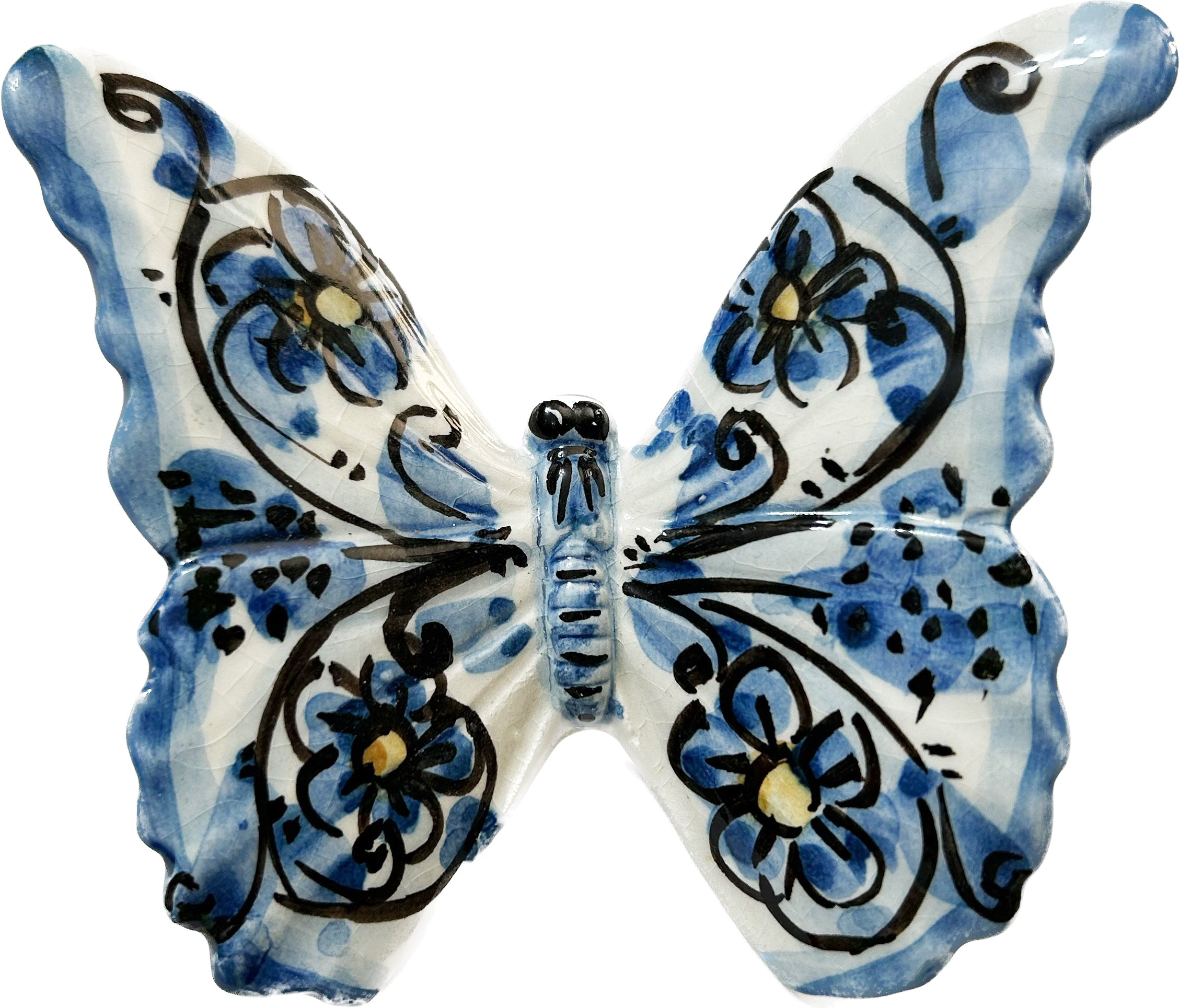 Sicilian ceramic butterfly from Caltagirone, hand-made and decorated, art. 05 