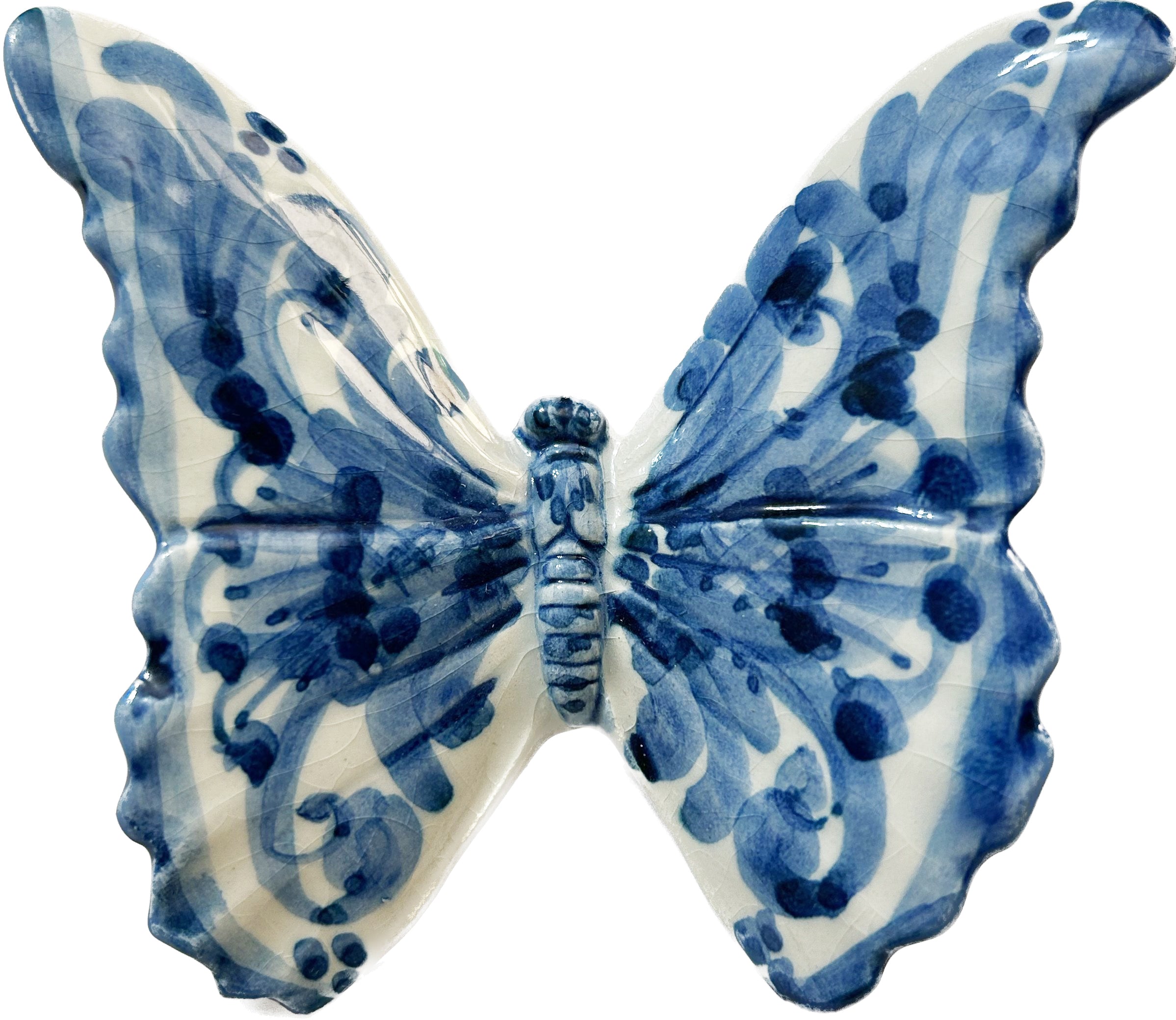 Farfalla in ceramica siciliana di caltagirone realizzata e decorata a mano art. 07