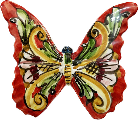 Farfalla in ceramica siciliana di caltagirone realizzata e decorata a mano art. 06
