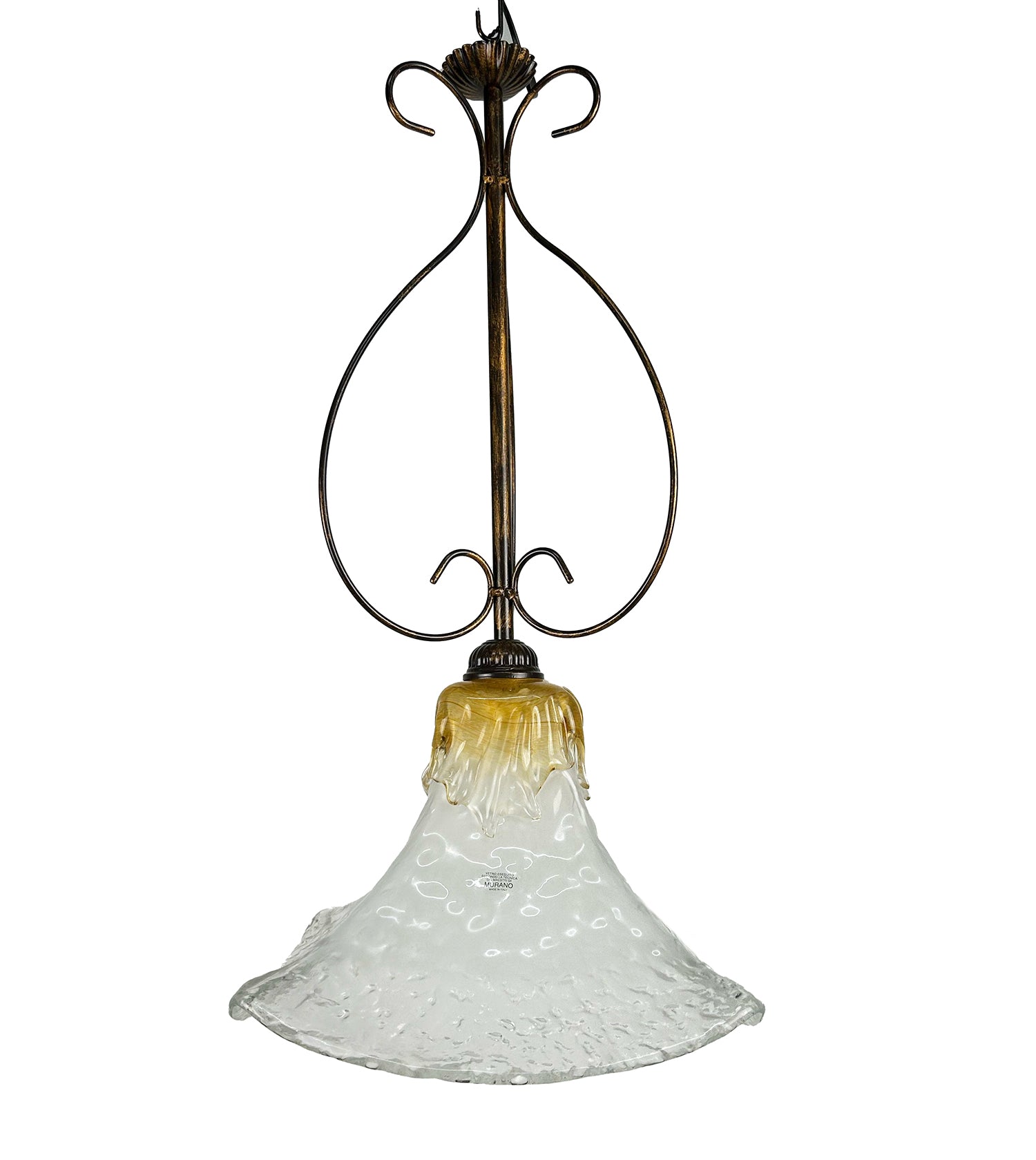 Lampadario a Sospensione Ingresso Classico in Vetro Di Murano, 1 Luce, per Cucina, Bagno, Camera, Soggiorno, Scala, Corridoio art. andres