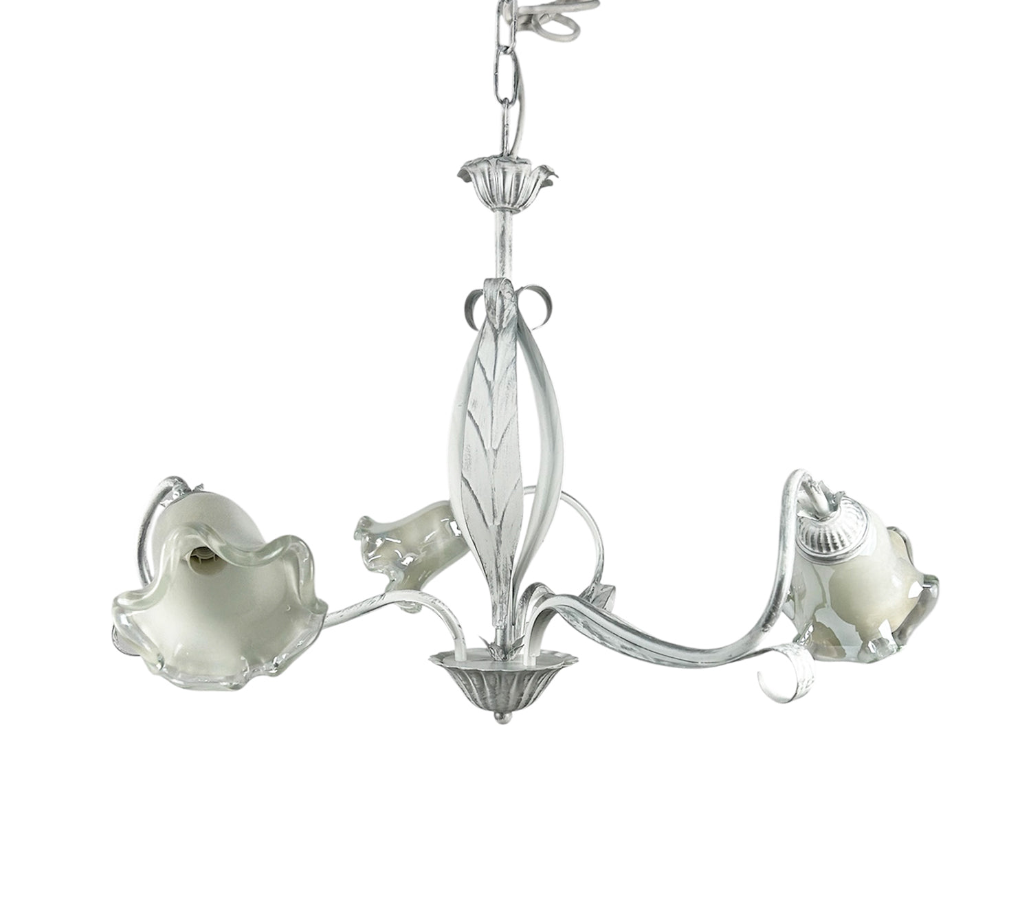 Lampadario a 3 luci moderno in ferro battuto e vetro realizzato artigianalmente coll. venere