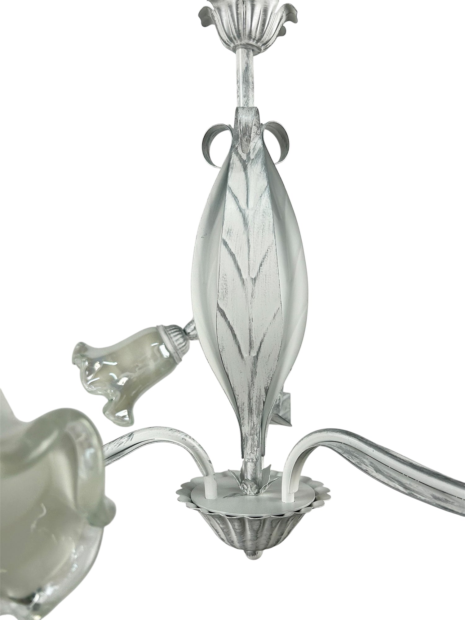 Lampadario a 3 luci moderno in ferro battuto e vetro realizzato artigianalmente coll. venere