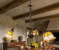 Lampadario a 3 luci in ferro battuto e ceramica siciliana realizzato e decorato artigianalmente coll. limoni
