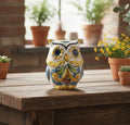 Sicilian ceramic owl from Caltagirone made and decorated by hand 