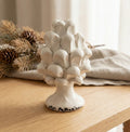 Sicilian ceramic pine cone from Caltagirone hand decorated white h10cm