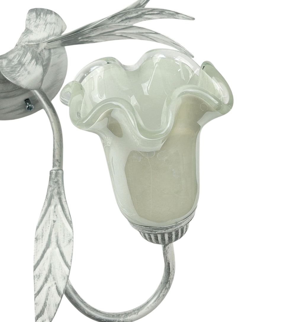 Plafoniera da soffitto moderna a 3 luci in ferro battuto e vetro realizzata artigianalmente coll. venere