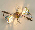 Plafoniera da soffitto a 2 luci in ferro battuto e ceramica siciliana realizzata e decorata artigianalmente coll. gomes