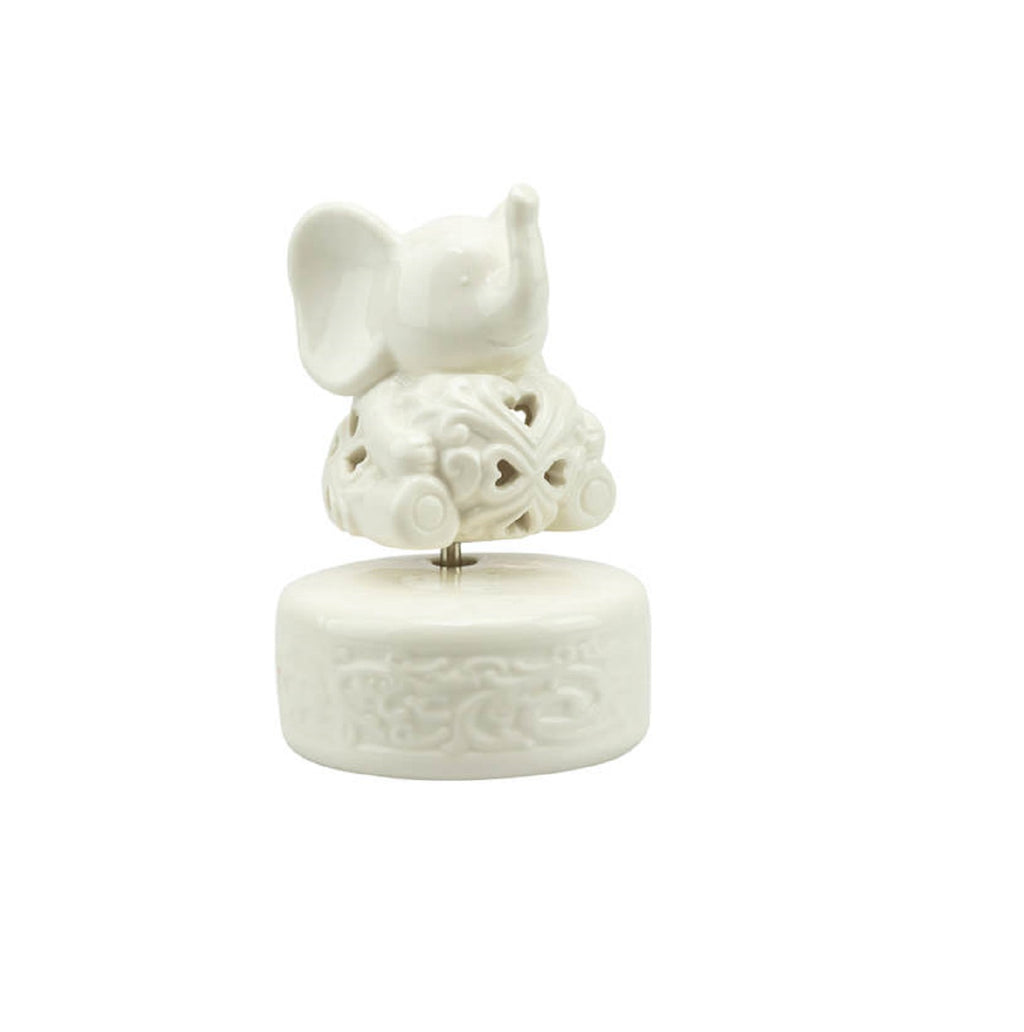 Bomboniera comunione e cresima carillon elefante traforato in porcellana bianco harmony PRCM24124