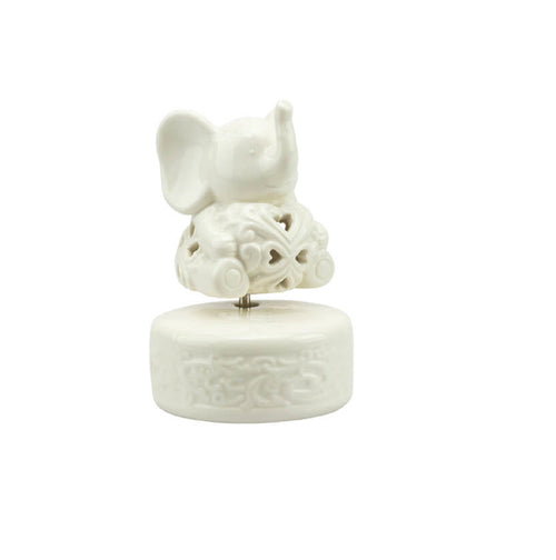 Bomboniera comunione e cresima carillon elefante traforato in porcellana bianco harmony PRCM24124