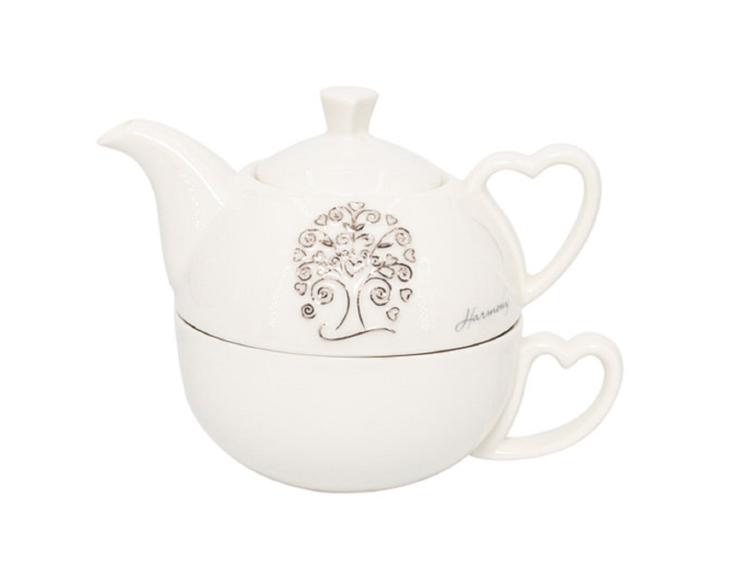 Bomboniera matrimonio teiera in porcellana con decorazione albero della vita harmony PRMT23260