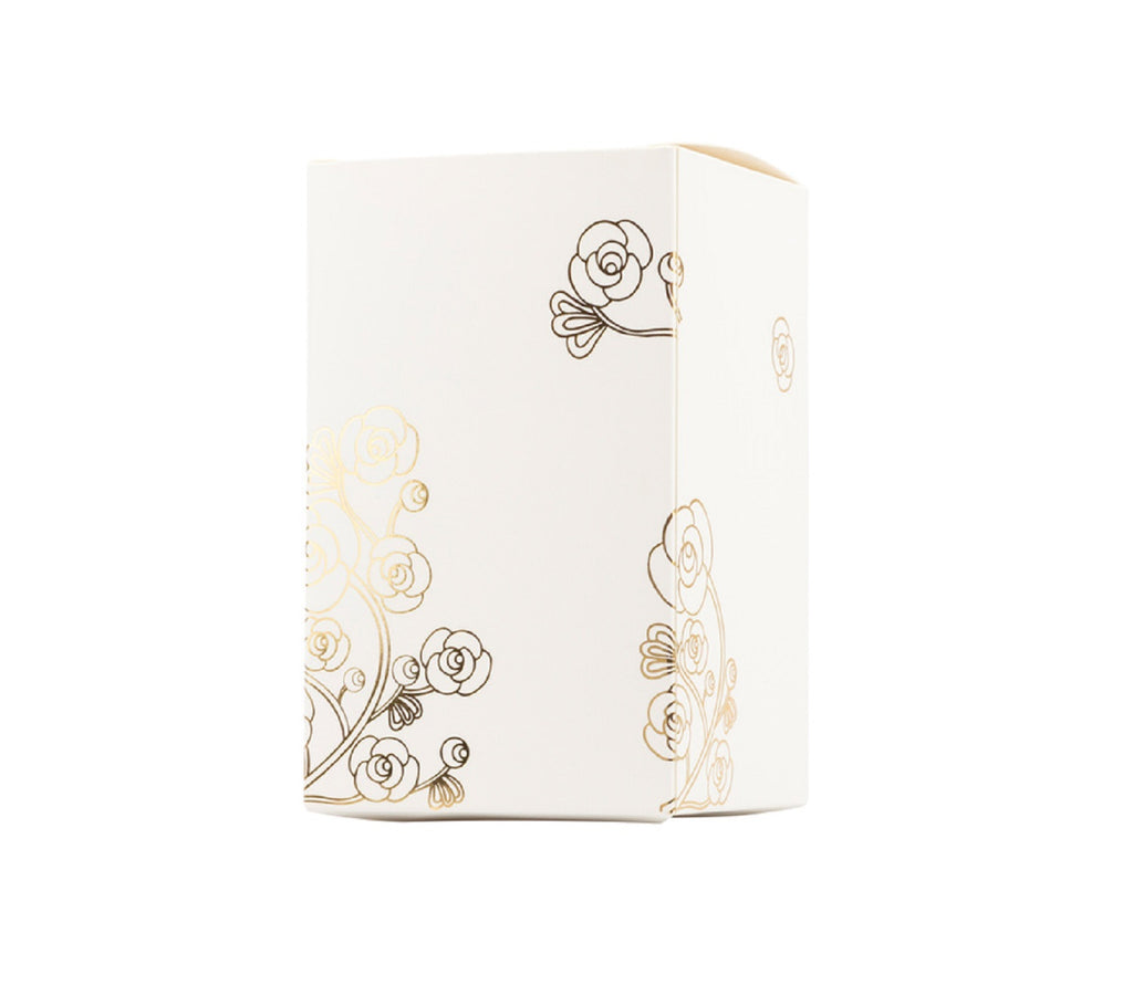 Bomboniera matrimonio scatola in porcellana decorata con candela bianco e oro harmony PRMT24002
