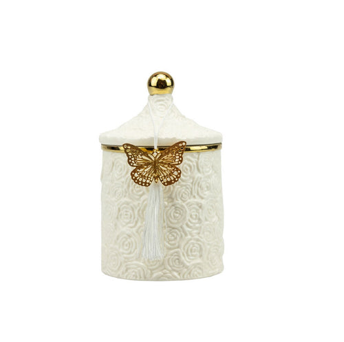 Bomboniera matrimonio scatola in porcellana bianca con candela profumata harmony PRMT24008