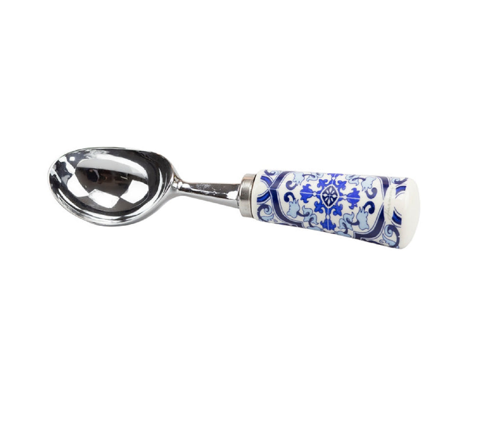 Bomboniera matrimonio cucchiaio per gelato in porcellana con decorazione maioliche blu e bianco harmony PRMT24152