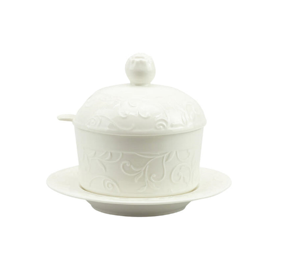 Bomboniera matrimonio formaggiera con piattino in porcellana bianco harmony PRMT24206