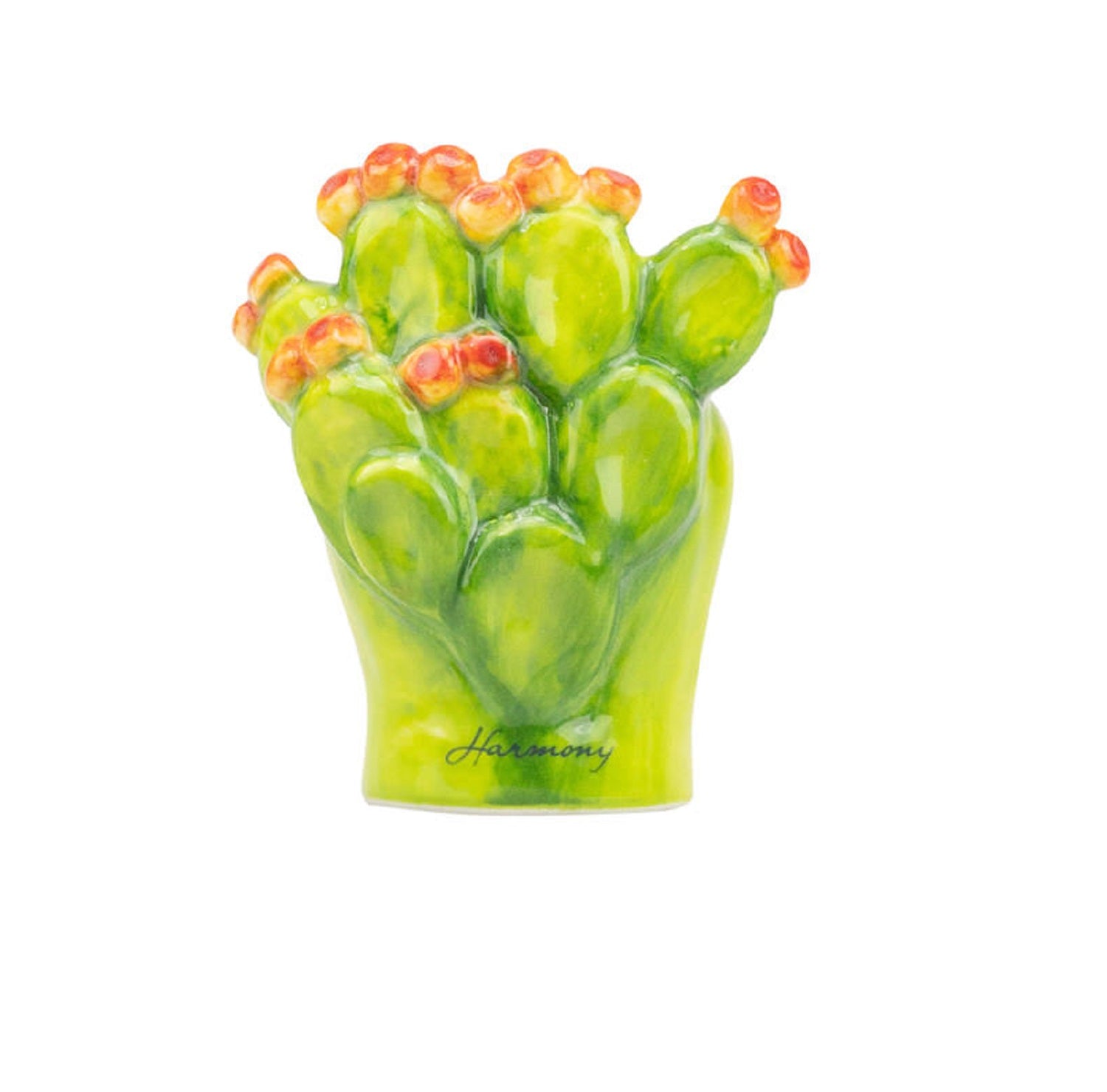 Porta stuzzicadenti cactus fichi d'india in ceramica bomboniera per comunione, cresima, matrimonio Harmony PRMT24223