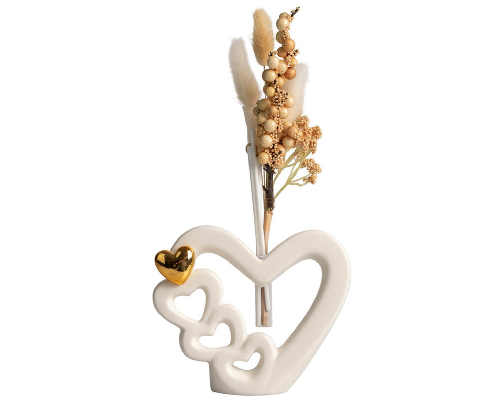 Profumatore con cuori traforati in porcellana bomboniera per matrimonio Harmony PRMT25018