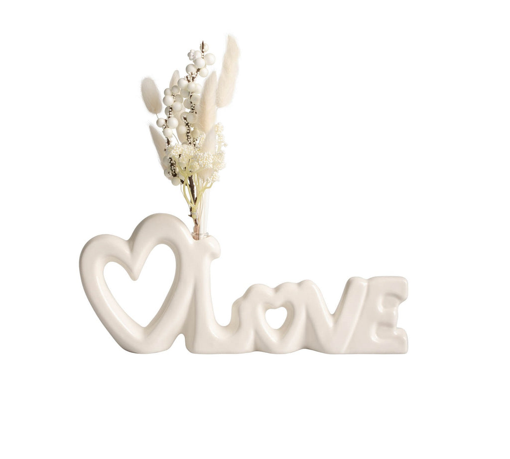 Profumatore scritta love con cuore in porcellana bomboniera per matrimonio Harmony PRMT25019