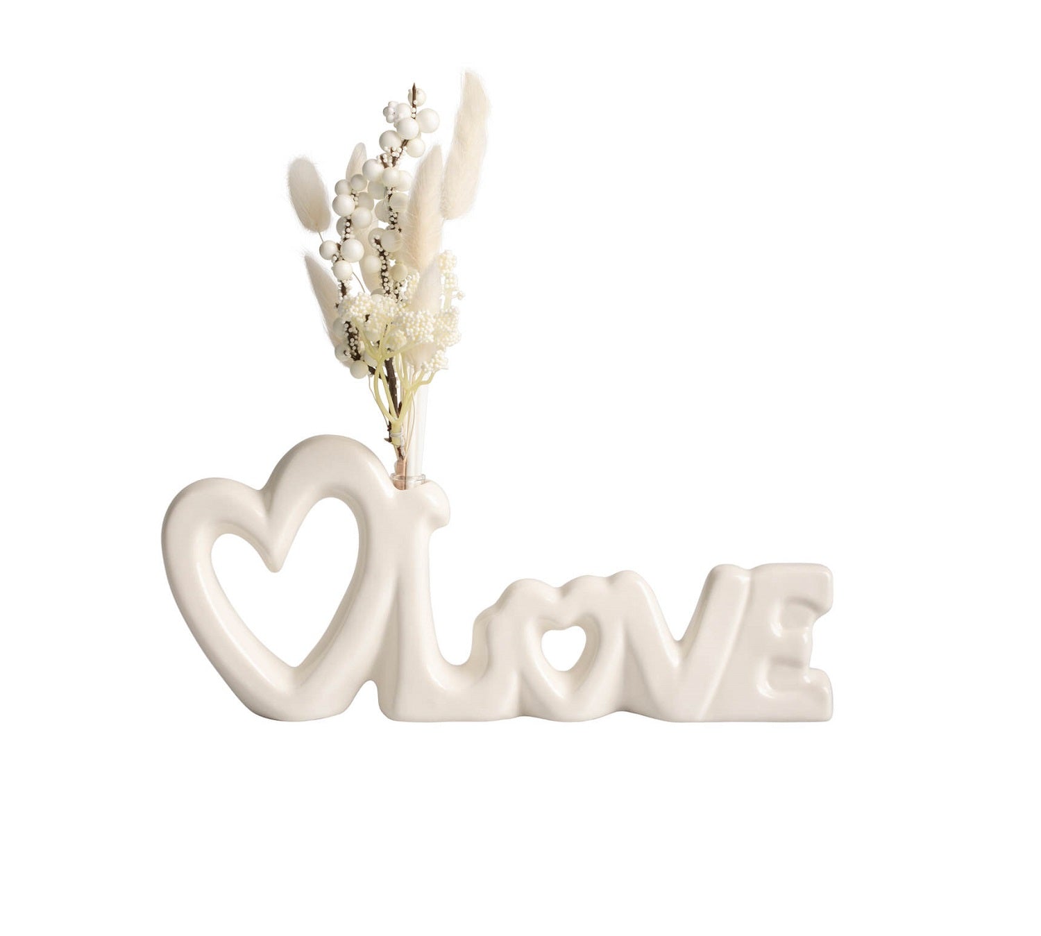 Profumatore scritta love con cuore in porcellana bomboniera per matrimonio Harmony PRMT25019