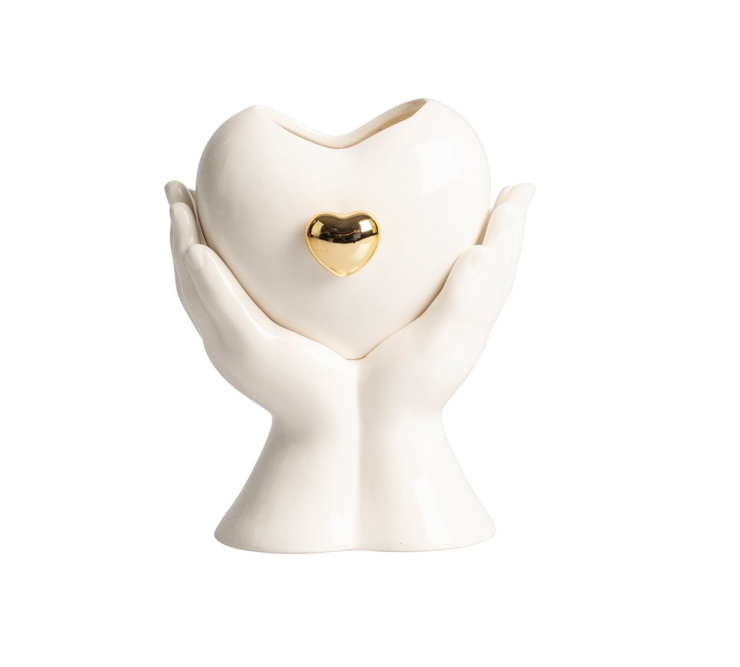 Porta candela mani con cuori in porcellana bomboniera per comunione, cresima, matrimonio Harmony PRMT25071