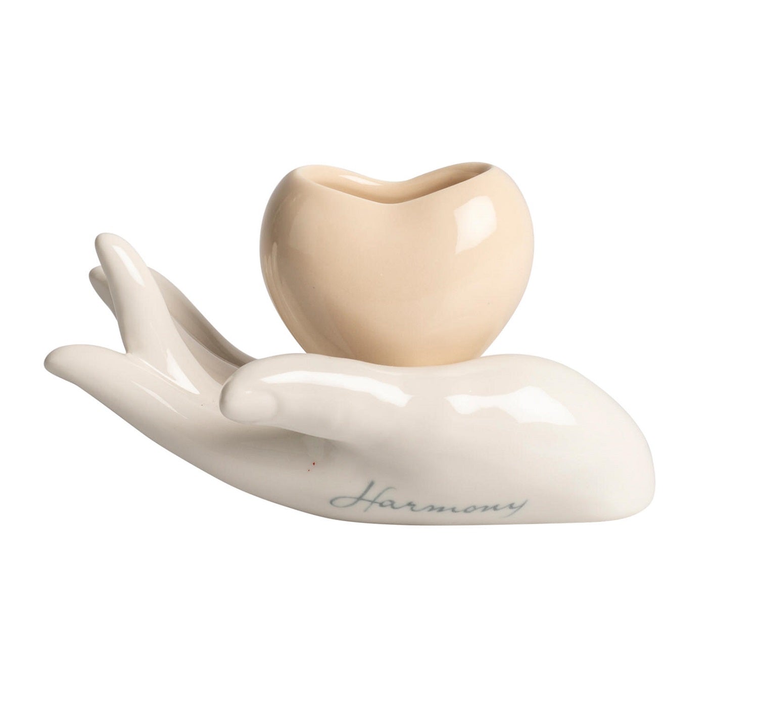 Mano con cuore porta candela in porcellana bomboniera per cresima, comunione, matrimonio, Harmony PRMT25107