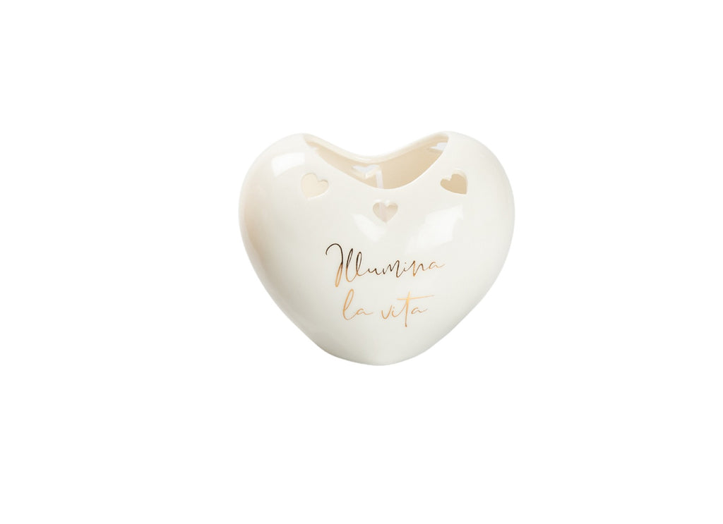 Porta Candela Cuore bianco bomboniera per Matrimonio, Battesimo, Comunione, cresima Harmony PRMT26167
