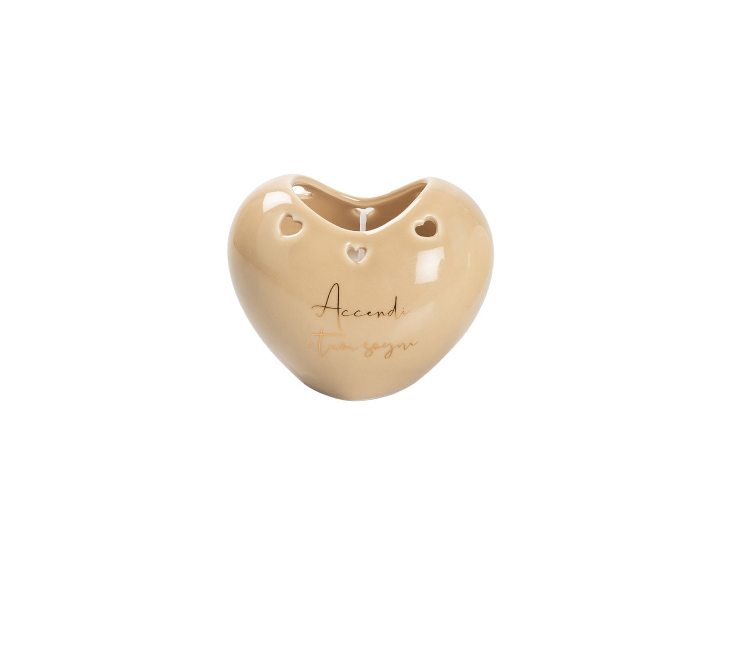 Porta Candela Cuore tortora bomboniera per Matrimonio, Battesimo, Comunione, cresima Harmony PRMT26168