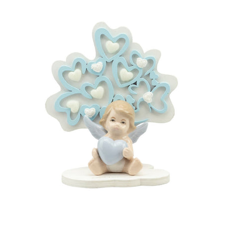 Albero della vita decorato con cuori e angioletto bomboniera nascita e battesimo bambino Harmony PRNB24190