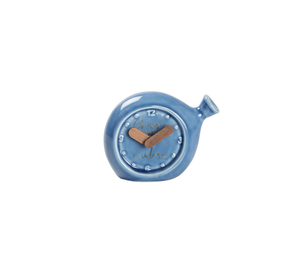 Orologio palloncino celeste in porcellana bomboniera per nascita, battesimo, Harmony PRNB26140