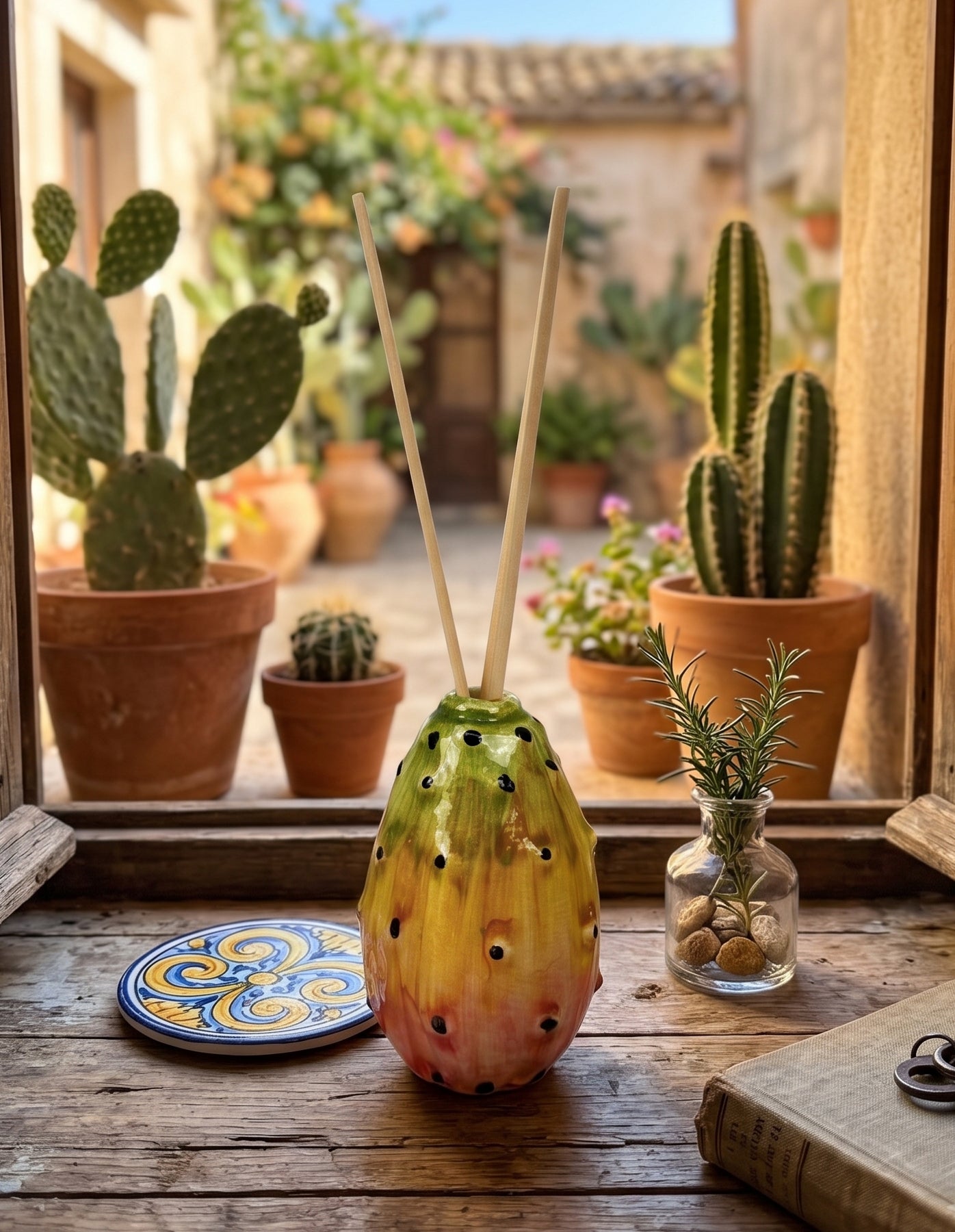 Profumatore Frutto in ceramica siciliana di Caltagirone decorato a mano