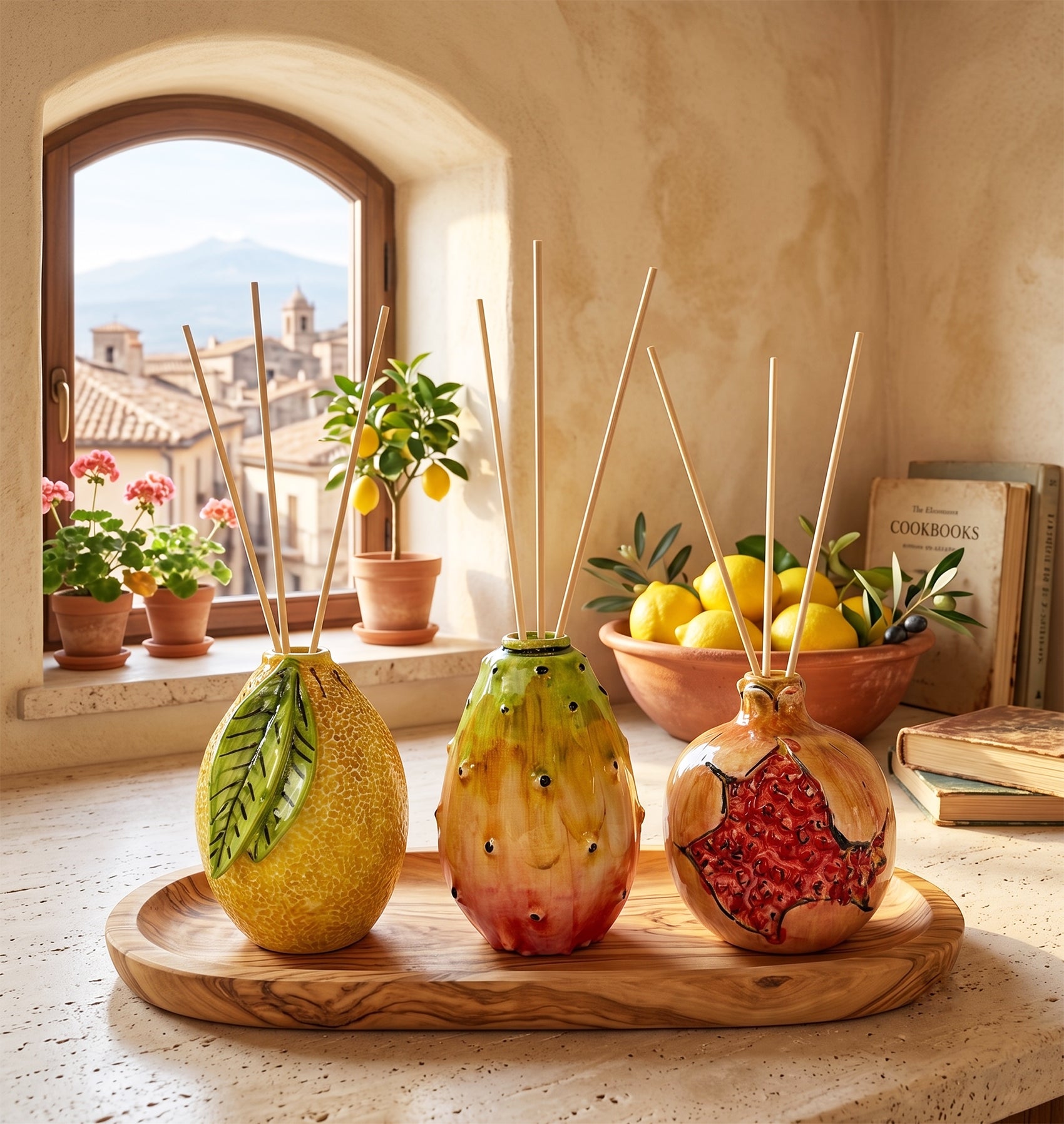 Profumatore Frutto in ceramica siciliana di Caltagirone decorato a mano grande