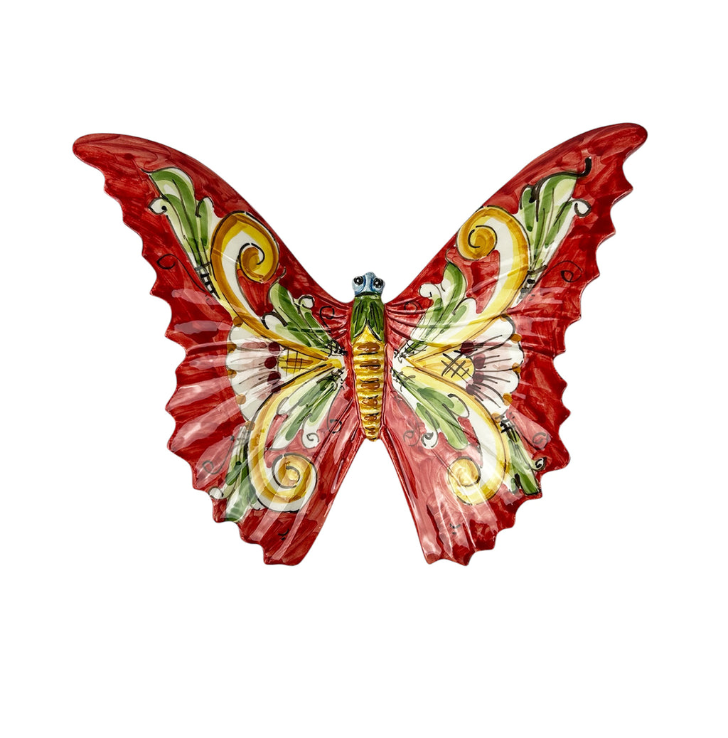 Sicilian ceramic butterfly from Caltagirone, hand-made and decorated, art. 06 