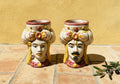 Pair of Sicilian ceramic Moor's heads from Caltagirone h15cm art. fruit 