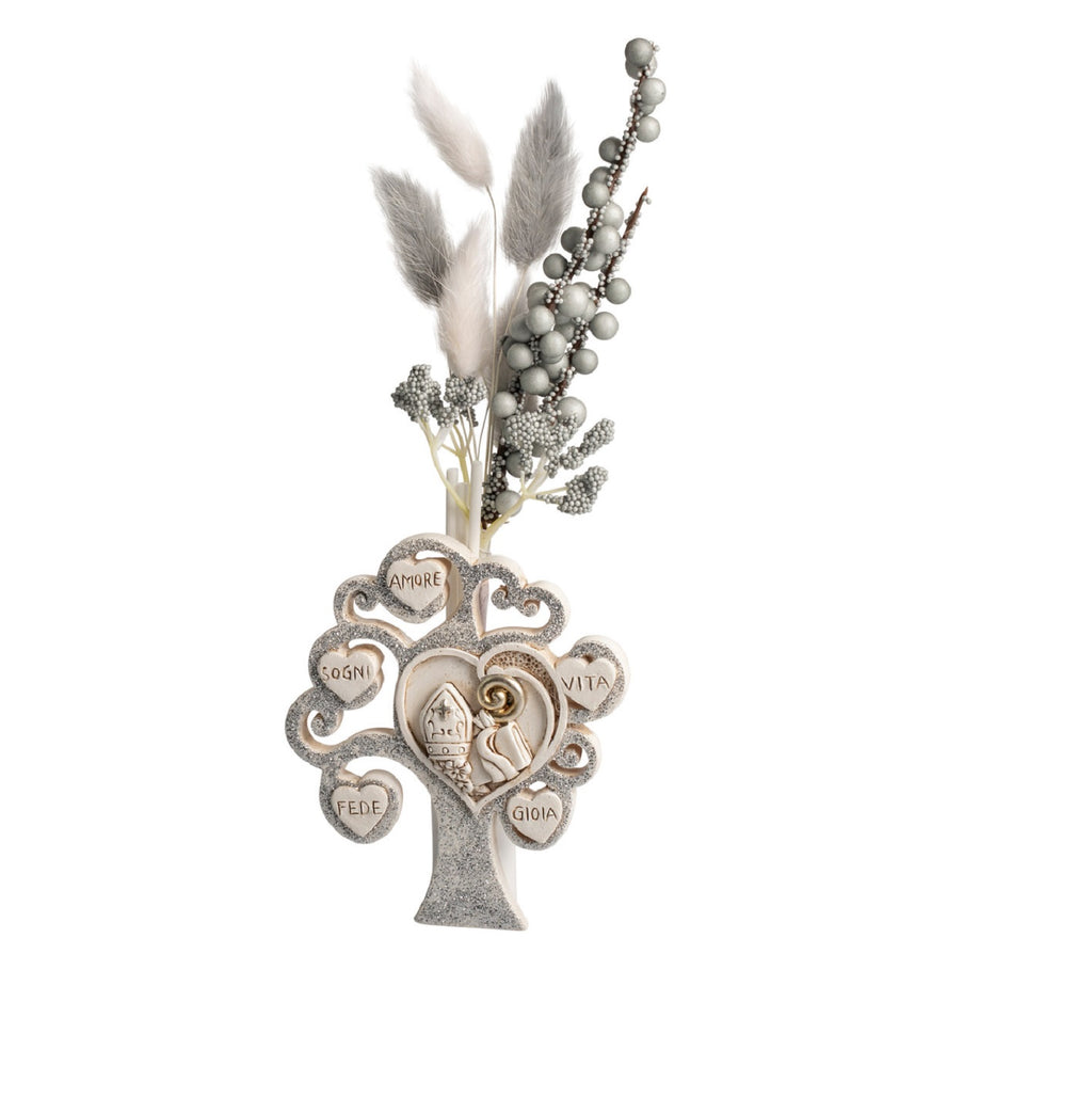 Profumatore albero della vita con simbolo cresima decorato glitter per bambina o bambino Harmony RSCR25045
