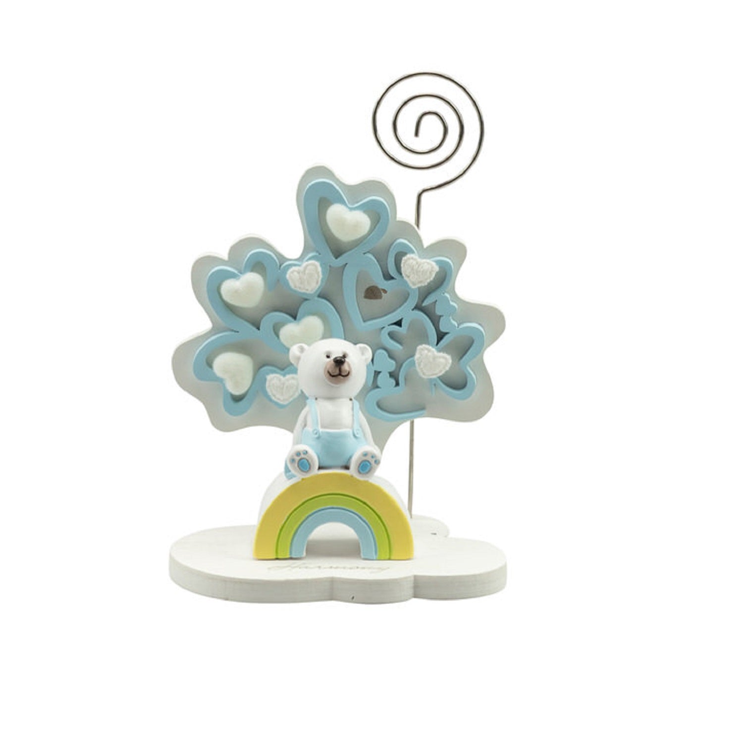 Albero della vita decorato con orsetto e arcobaleno bomboniera battesimo e nascita bambino Harmony RSNB24186
