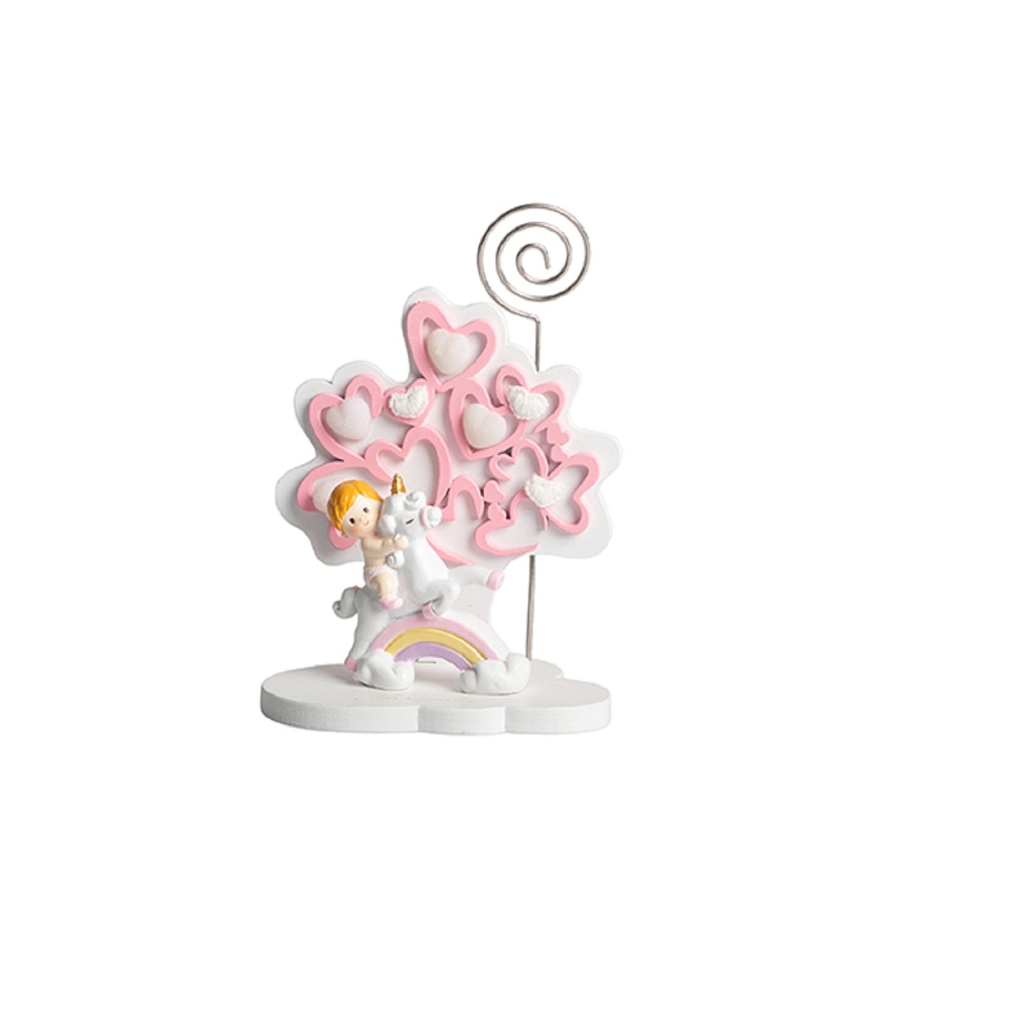 Albero della vita unicorno decorato con cuori per nascita e battesimo bambina Harmony RSNB25085