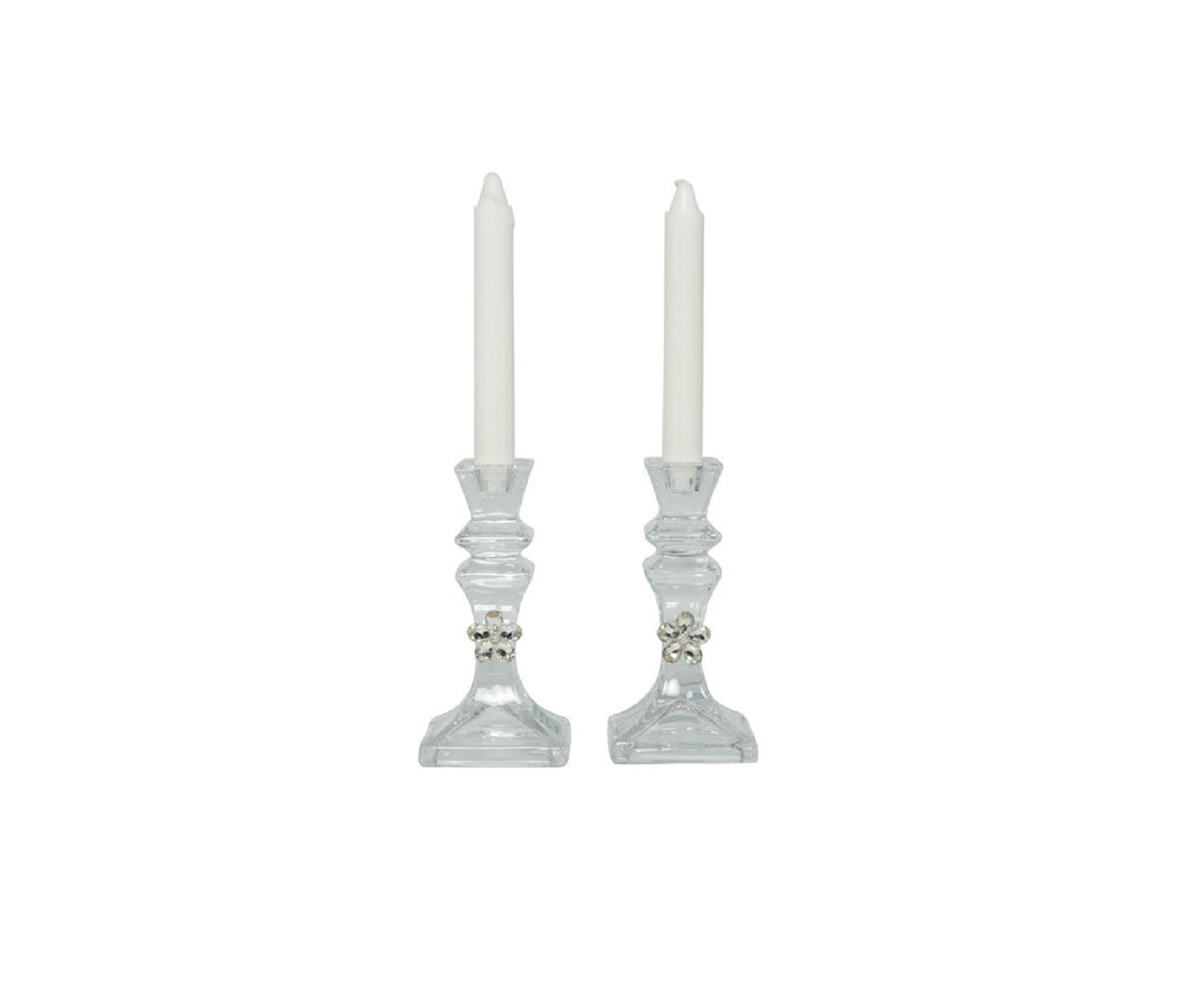 Bomboniera matrimonio set 2 porta candele in vetro con fiore in cristallo harmony S2461G