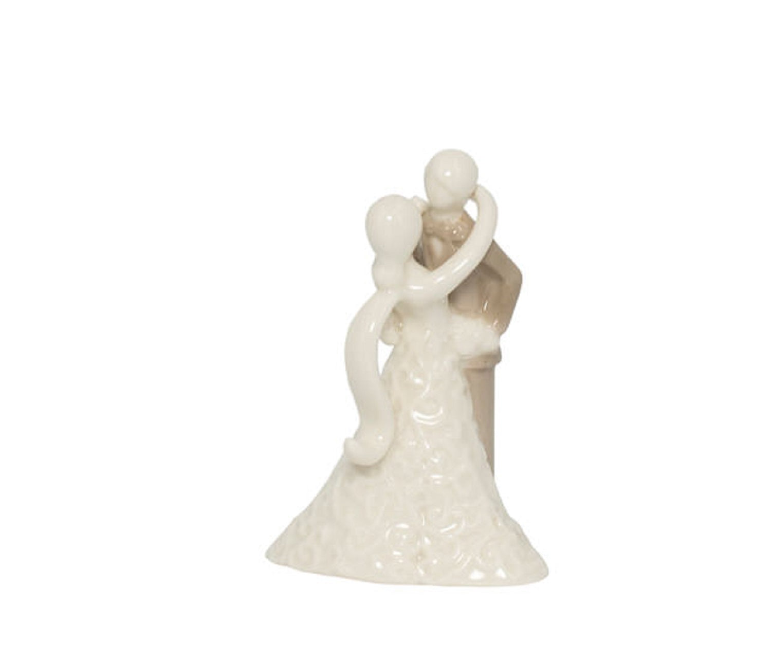 Bomboniera matrimonio sposi in porcellana bianco e tortora con clip holder harmony S2462P