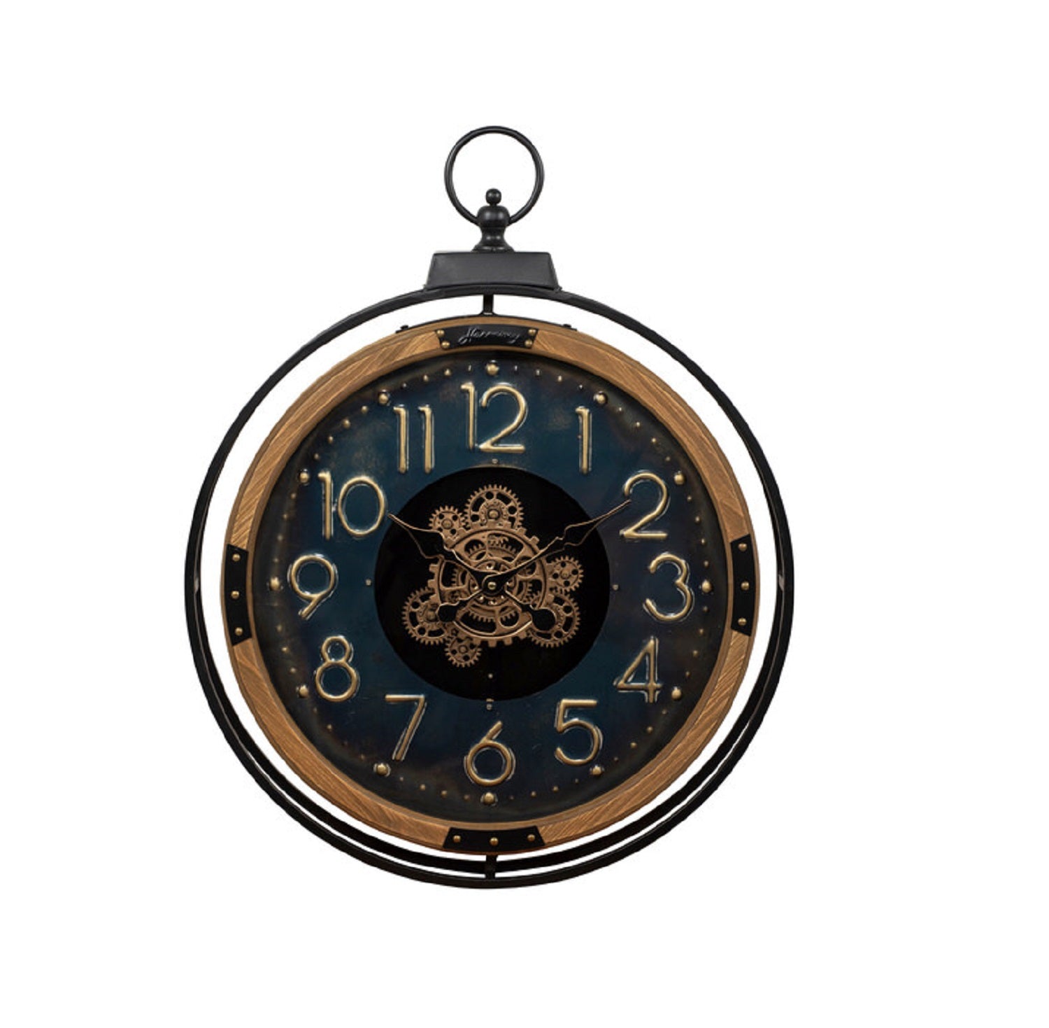 Orologio tondo con ingranaggi in metallo e legno harmony S2522S