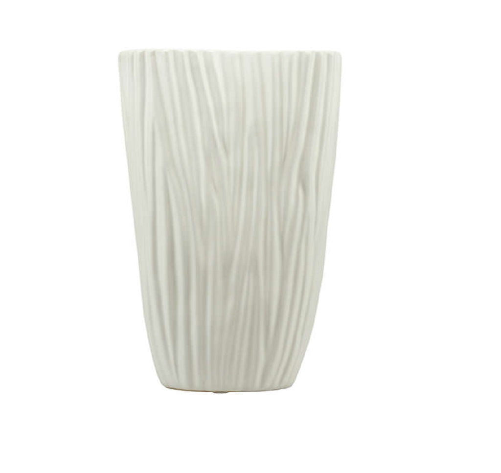 Vaso in porcellana bianco con particolare decorazione effetto tessuto harmony S2529P