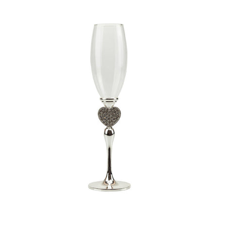 Bomboniera matrimonio coppia flut bicchieri spumante con cuori e strass harmony S2539S