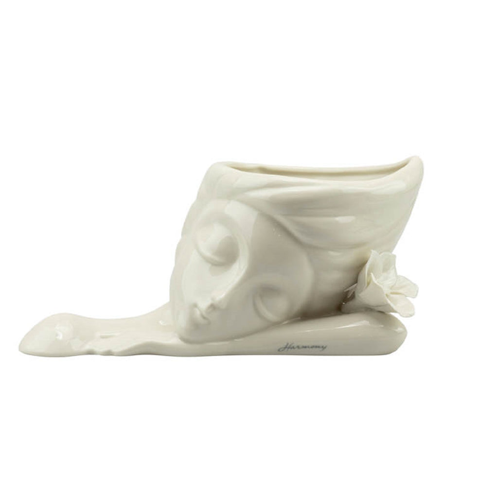 Vaso lady volto con fiore in porcellana bianco harmony S2541P