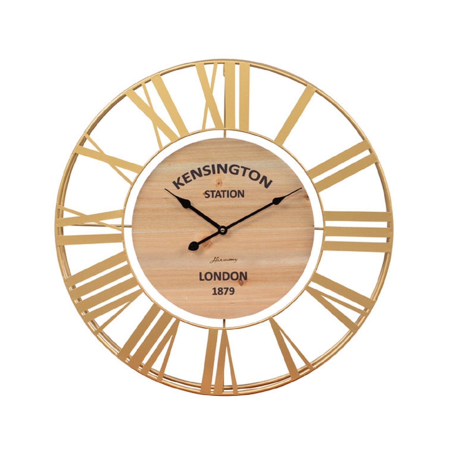 Orologio da parete tondo oro in metallo e legno harmony S2634S