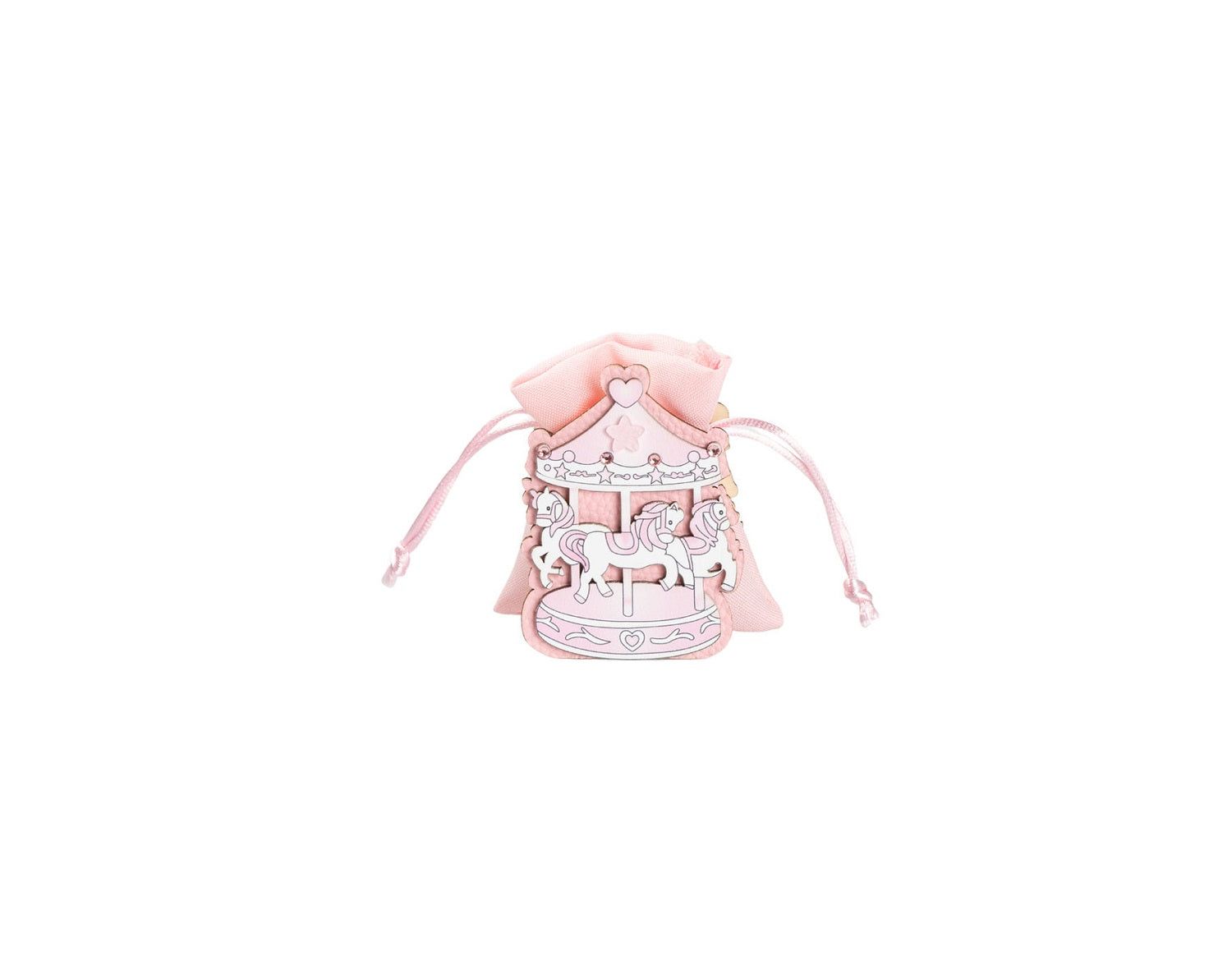 Set sacchettino porta confetti da 5 pz con giostrina bomboniera per nascita, battesimo, Harmony S3184L