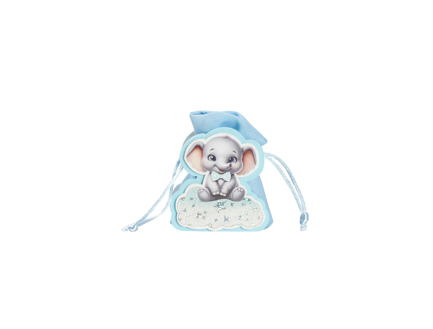 Set scatolina celeste porta confetti da 5 pz con elefante bomboniera per nascita, battesimo, Harmony S3185L
