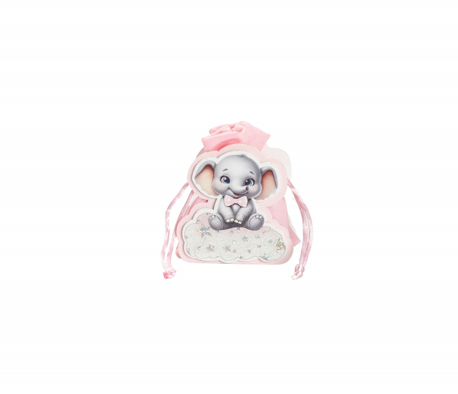 Set sacchettino porta confetti da 5 pz con elefante bomboniera per nascita, battesimo, Harmony S3186L